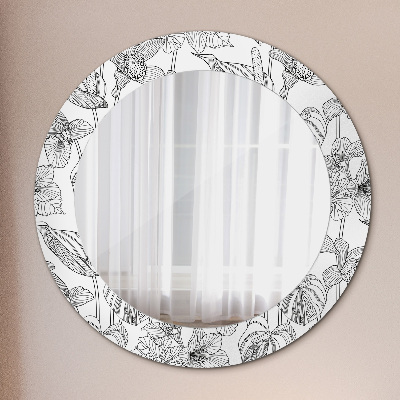 Runder Spiegel mit bedrucktem Rahmen Floral muster