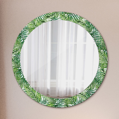 Runder Spiegel mit bedrucktem Rahmen Tropisch palme