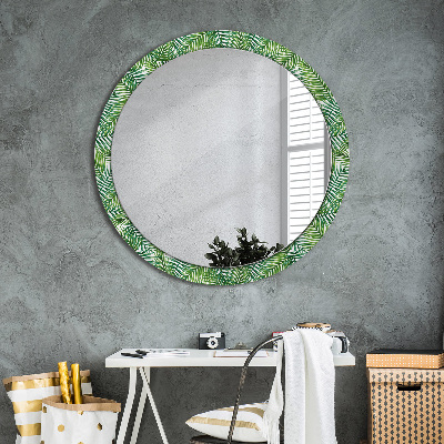 Runder Spiegel mit bedrucktem Rahmen Tropisch palme