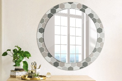 Runder Spiegel mit dekorativem Rahmen Sechseck muster