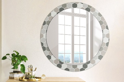 Runder Spiegel mit dekorativem Rahmen Sechseck muster