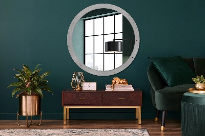 Runder Spiegel mit bedrucktem Rahmen Beton textur