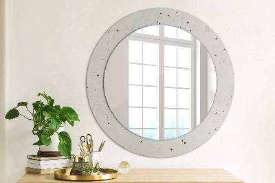 Runder Spiegel mit bedrucktem Rahmen Beton textur