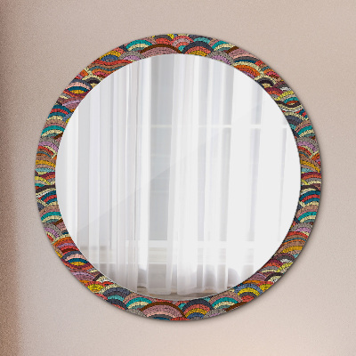 Runder Spiegel mit bedrucktem Rahmen Böhmisch ornament