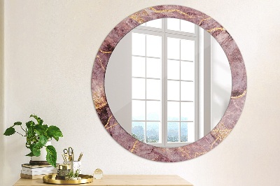 Runder Spiegel mit bedrucktem Rahmen Marmor mit gold
