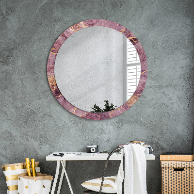 Runder Spiegel mit bedrucktem Rahmen Marmor mit gold
