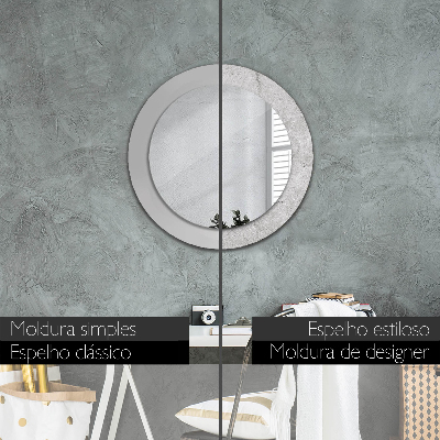 Runder Spiegel mit bedrucktem Rahmen Grau zement