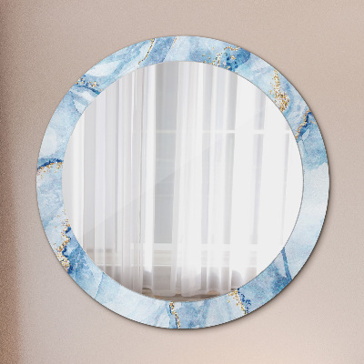 Runder spiegel rahmen mit aufdruck Blau marmor mit gold