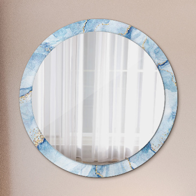 Runder spiegel rahmen mit aufdruck Blau marmor mit gold