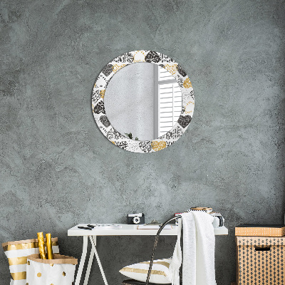 Runder Spiegel mit bedrucktem Rahmen Gekritzel herzen