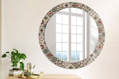 Runder Spiegel mit bedrucktem Rahmen Türkisch muster