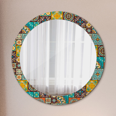 Runder Spiegel mit bedrucktem Rahmen Arabisch muster