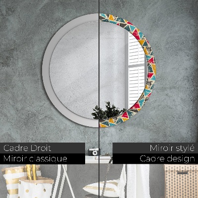 Runder Spiegel mit bedrucktem Rahmen Retro komposition