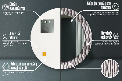 Runder Spiegel mit bedrucktem Rahmen Geometrisch punkte muster