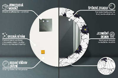 Runder Spiegel mit bedrucktem Rahmen Linear blumen zusammensetzung