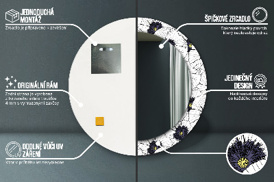 Runder Spiegel mit bedrucktem Rahmen Linear blumen zusammensetzung