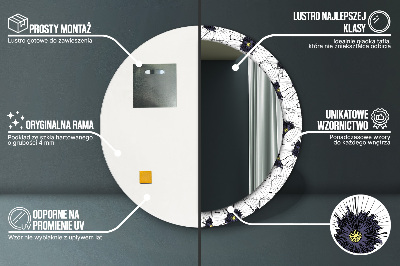 Runder Spiegel mit bedrucktem Rahmen Linear blumen zusammensetzung