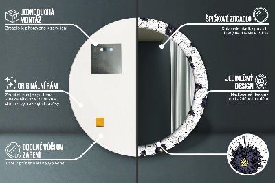 Runder Spiegel mit bedrucktem Rahmen Linear blumen zusammensetzung