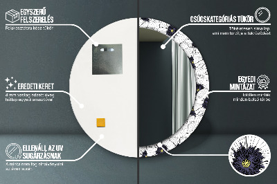 Runder Spiegel mit bedrucktem Rahmen Linear blumen zusammensetzung