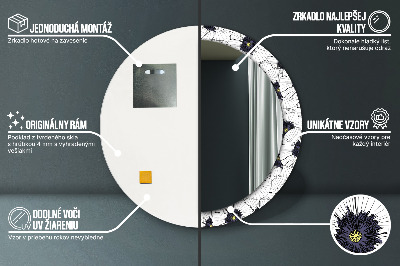 Runder Spiegel mit bedrucktem Rahmen Linear blumen zusammensetzung