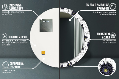 Runder Spiegel mit bedrucktem Rahmen Linear blumen zusammensetzung