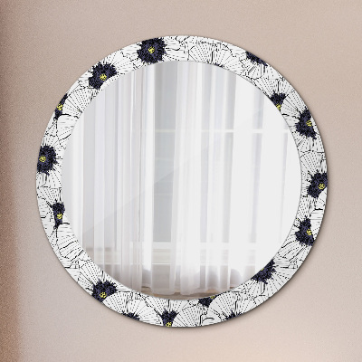 Runder Spiegel mit bedrucktem Rahmen Linear blumen zusammensetzung