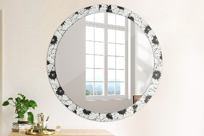 Runder Spiegel mit bedrucktem Rahmen Linear blumen zusammensetzung