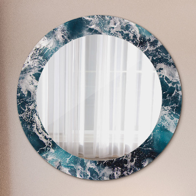 Runder Spiegel mit dekorativem Rahmen Stürmisch meer