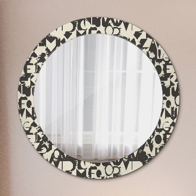 Runder Spiegel mit bedrucktem Rahmen Abstrakt typografie