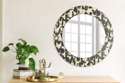 Runder Spiegel mit bedrucktem Rahmen Abstrakt typografie