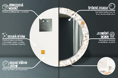 Runder Spiegel mit bedrucktem Rahmen Terrazzo hintergrund