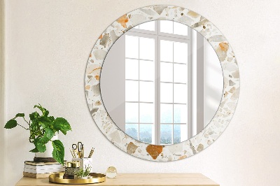 Runder Spiegel mit bedrucktem Rahmen Terrazzo hintergrund