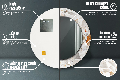 Runder Spiegel mit bedrucktem Rahmen Terrazzo hintergrund