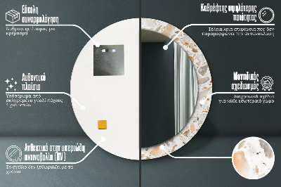 Runder Spiegel mit bedrucktem Rahmen Terrazzo hintergrund