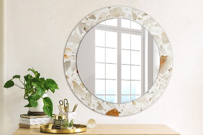Runder Spiegel mit bedrucktem Rahmen Terrazzo hintergrund