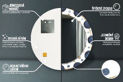 Runder Spiegel mit bedrucktem Rahmen Mond mandala