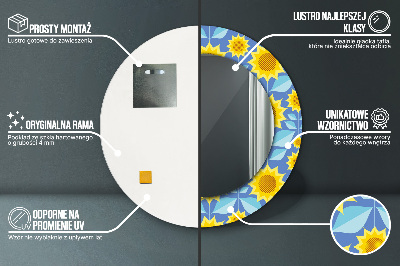 Runder Spiegel mit dekorativem Rahmen Geometrisch sonnenblumen