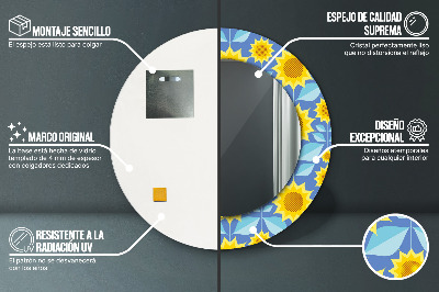 Runder Spiegel mit dekorativem Rahmen Geometrisch sonnenblumen