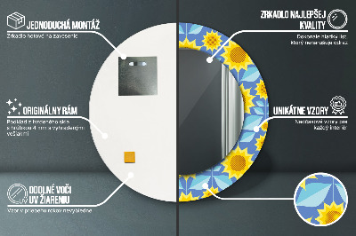 Runder Spiegel mit dekorativem Rahmen Geometrisch sonnenblumen