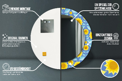 Runder Spiegel mit dekorativem Rahmen Geometrisch sonnenblumen