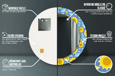 Runder Spiegel mit dekorativem Rahmen Geometrisch sonnenblumen