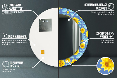 Runder Spiegel mit dekorativem Rahmen Geometrisch sonnenblumen