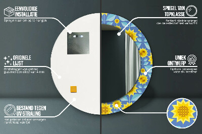 Runder Spiegel mit dekorativem Rahmen Geometrisch sonnenblumen