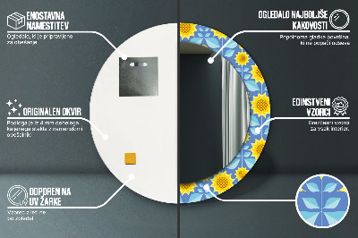 Runder Spiegel mit dekorativem Rahmen Geometrisch sonnenblumen