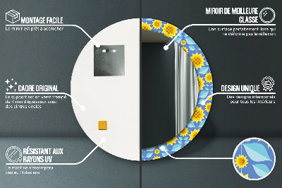 Runder Spiegel mit dekorativem Rahmen Geometrisch sonnenblumen