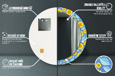 Runder Spiegel mit dekorativem Rahmen Geometrisch sonnenblumen