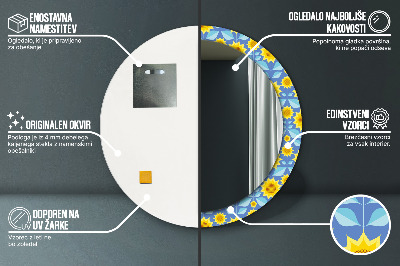 Runder Spiegel mit dekorativem Rahmen Geometrisch sonnenblumen