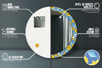 Runder Spiegel mit dekorativem Rahmen Geometrisch sonnenblumen