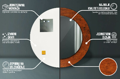 Runder Spiegel mit bedrucktem Rahmen Natürlich holz