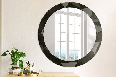 Runder Spiegel mit bedrucktem Rahmen Abstrakt schwarz
